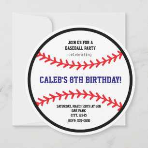 Baseball Round Anniversaire Fête Sports Invitation