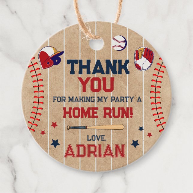 Baseball Round danke Ihnen zum Geburtstag Geschenkanhänger (Vorderseite)