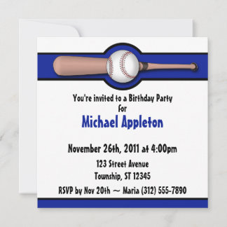 Baseball Royal Blue Birthday Einladungen