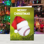 Baseball & Santa Claus Custom Christmas Cards Karte<br><div class="desc">Baseball & Santa Claus Custom Christmas Cards</div>