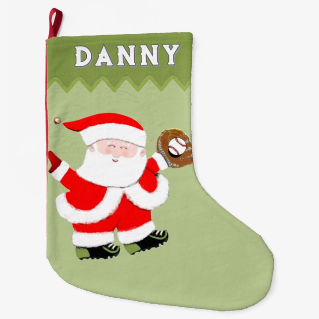 Baseball Santa Großer Weihnachtsstrumpf (Vorderseite)
