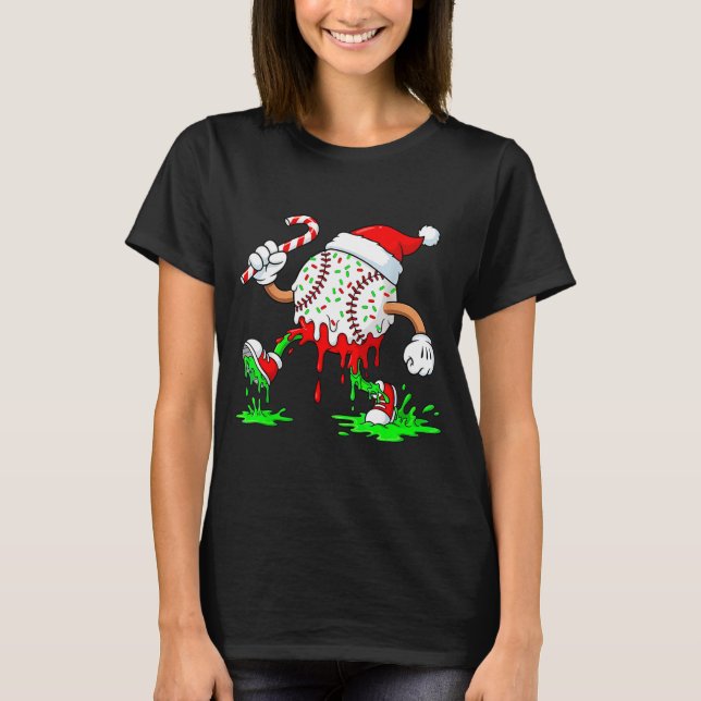 Baseball Santa Hat Christmas Ice Cream Drip Candy  T-Shirt (Vorderseite)