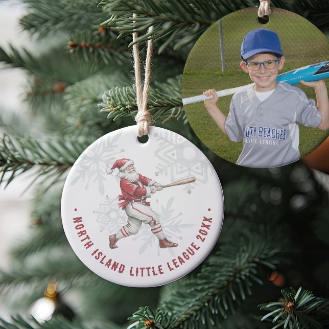 Baseball Santa Personalisiert Foto Keramik Ornament (Von Creator hochgeladen)