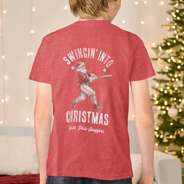 Baseball Santa Swingin' Into Christmas Tri-Blend Shirt (Von Creator hochgeladen)