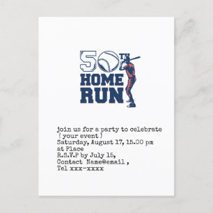 Baseball Save the Date 50. Geburtstagsparty Postkarte