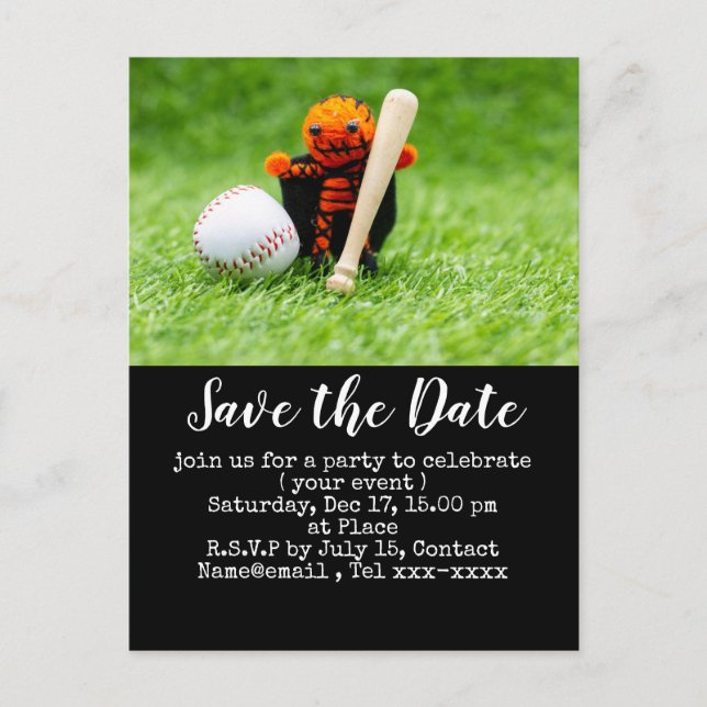 Baseball Save the Date Baseball Halloween-Party Postkarte (Vorderseite)