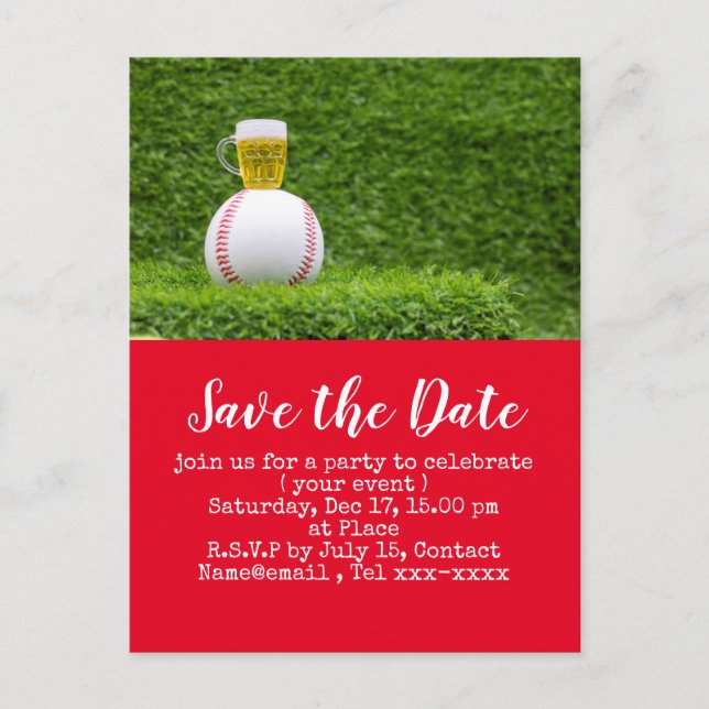 Baseball Save the Date für Baseball-Party Postkarte (Vorderseite)