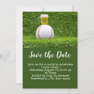 Baseball Save the Date mit Bier für Party Einladung
