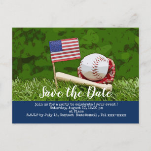 Baseball Save the Date mit der Flagge von America  Postkarte