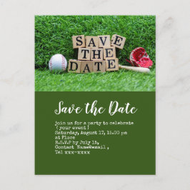 Baseball Save the Date mit grünem Ball Postkarte
