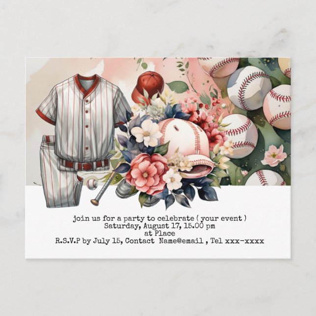 Baseball Save the Date Postkarte (Vorderseite)