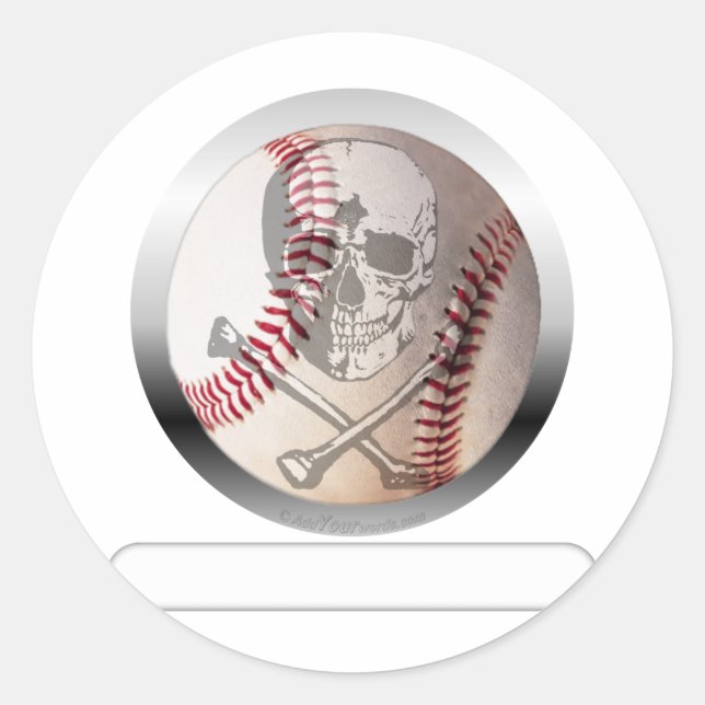 Baseball-Schädel und -Kreuze Runder Aufkleber (Vorderseite)