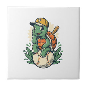 Baseball-Schildkröte Vintage-Gravur Grafikdesign_1 Fliese