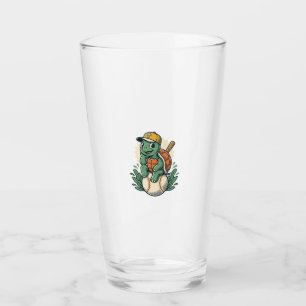Baseball-Schildkröte Vintage-Gravur Grafikdesign_1 Glas