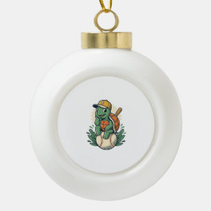 Baseball-Schildkröte Vintage-Stich Grafikdesign_1 Keramik Kugel-Ornament