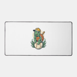 Baseball-Schildkröte Vintage-Stich Grafikdesign_1 Schreibtischunterlage