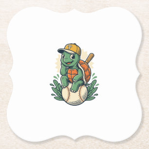 Baseball-Schildkröte Vintage-Stich Grafikdesign_1 Untersetzer