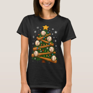 Baseball-Schläger-Weihnachtsbaumlichter im Weihnac T-Shirt