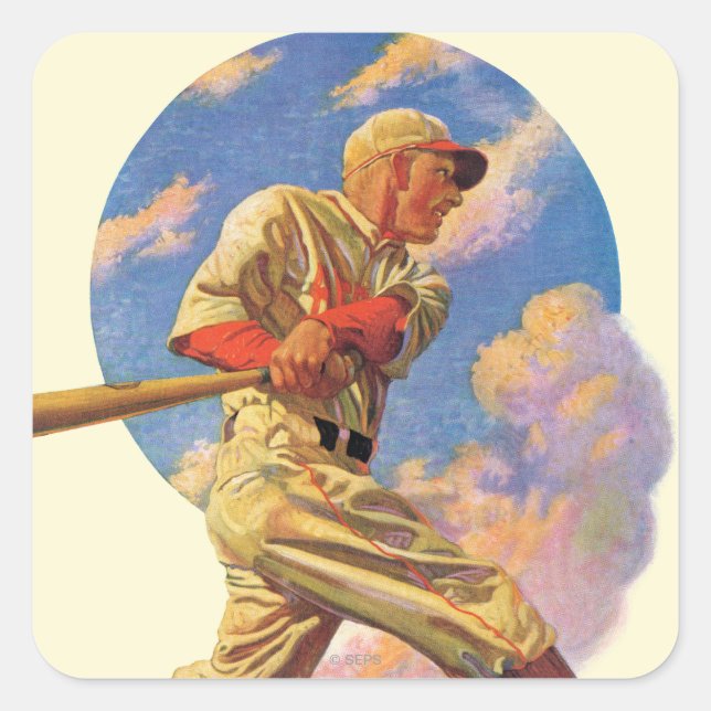 Baseball-Schlagmann Quadratischer Aufkleber (Vorderseite)