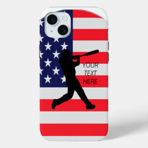 Baseball-Schlagmann und amerikanische Flagge  Case-Mate iPhone Hülle