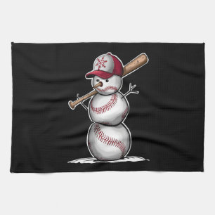 Baseball Schneemann Bälle Schnee Weihnachten Xmas  Geschirrtuch