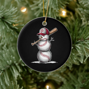 Baseball Schneemann Bälle Schnee Weihnachten Xmas  Keramik Ornament