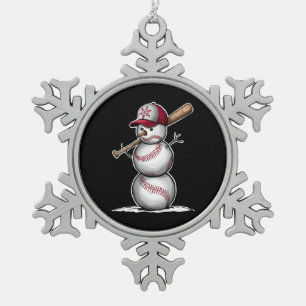 Baseball-Schneemann-Bälle Schnee Weihnachten Xmas- Schneeflocken Zinn-Ornament