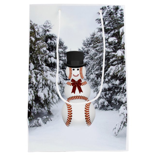 Baseball-Schneemann Mittlere Geschenktüte (Rückseite)