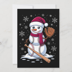 Baseball-Schneemann-Santa-Hut-Handschuh-Schläger-W Einladung