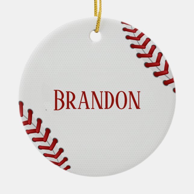 Baseball schnürt sich Basis-Ball-roten weißen Keramik Ornament (Vorne)
