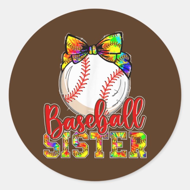 Baseball-Schwester Niedlich Baseball-Geschenk für  Runder Aufkleber (Vorderseite)