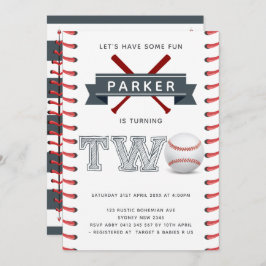 Baseball Second Birthday Boy Einladung