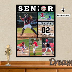 Baseball Senior Abschluss 6 FotoCollage Poster