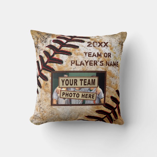 Baseball Senior Night Geschenke, Ihr Foto und Text Kissen (Vorderseite)