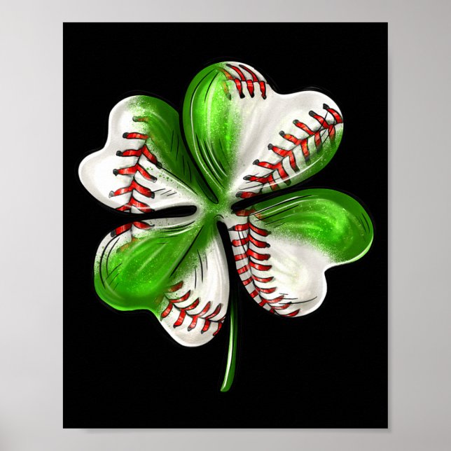 Baseball Shamrock St Patrick's Day Clover With Bas Poster (Vorne)