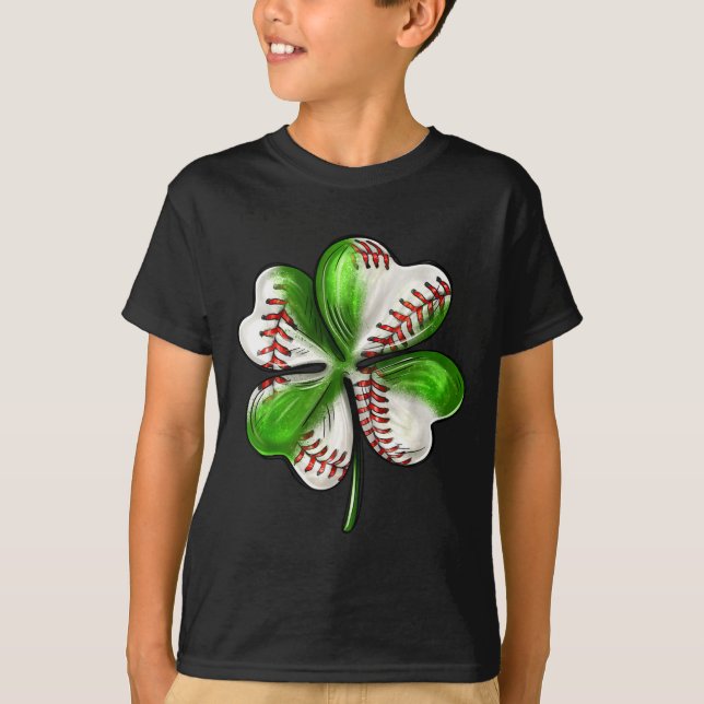 Baseball Shamrock St Patrick's Day Clover With Bas T-Shirt (Vorderseite)