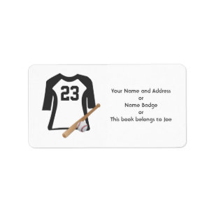 Baseball-Shirt mit den Etiketten Bat und Ball Adressaufkleber