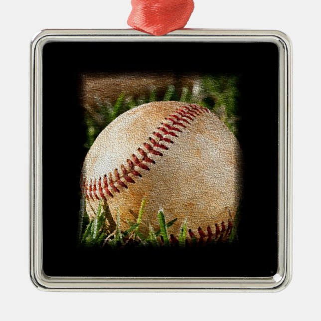 Baseball Silbernes Ornament (Vorne)