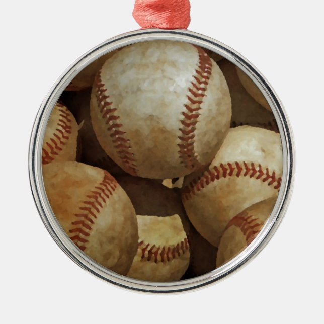 Baseball Silbernes Ornament (Vorne)