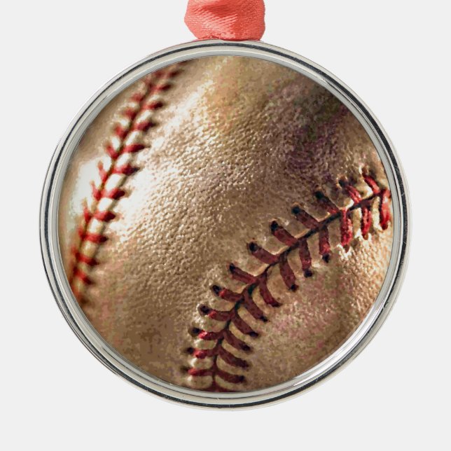 Baseball Silbernes Ornament (Vorne)