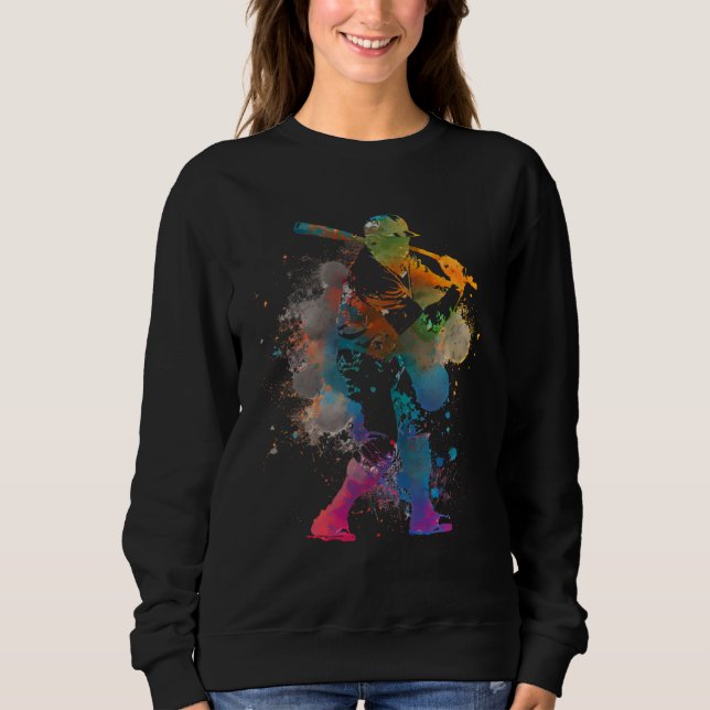 Baseball silhouette  player colorful colors baseba sweatshirt (Vorderseite)