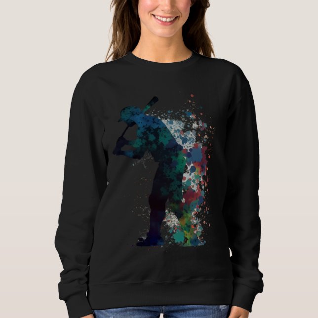Baseball silhouette  player variegated colors desi sweatshirt (Vorderseite)