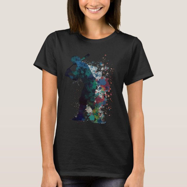 Baseball silhouette  player variegated colors desi T-Shirt (Vorderseite)