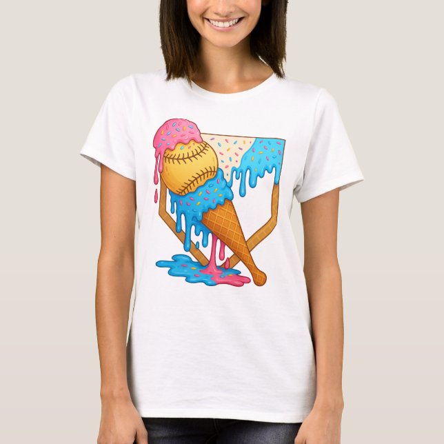 Baseball Sister Brother Tropfen Ice Creme Baseball T-Shirt (Vorderseite)