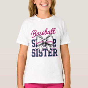 Baseball Sister Coquette Bow Größte Fanmädchen T-Shirt