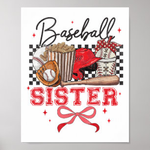 Baseball Sister Coquette Bow Größter Fan Sport Lov Poster