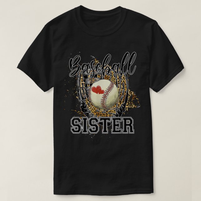 Baseball Sister Leopard Funny Softball Mama Mother T-Shirt (Design vorne)