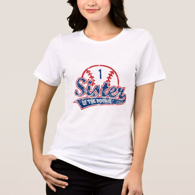 Baseball Sister of the Rookie 1st Birthday Party Tri-Blend Shirt (Vorderseite)