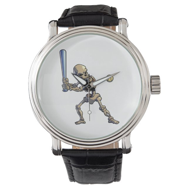 Baseball Skeleton Halloween Armbanduhr (Vorderseite)