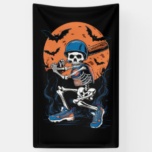 Baseball Skeleton Halloween Baseball Halloween Banner